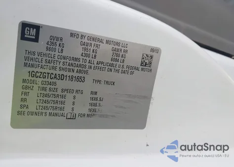 2013 Chevrolet Express 3500 Work Van из США, поврежденный, VIN 1GCZGTCA3D1181653